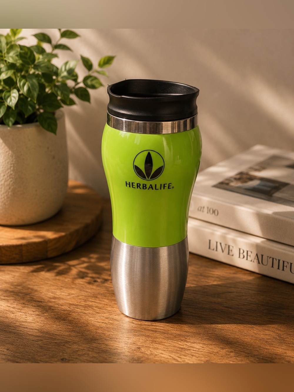 HerbAlife Green Stainless Steel Travel Mug